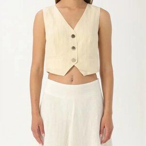 Liu Jo sleeveless V-neck cropped vest/gilet cream women's size 42 NWT